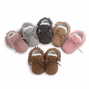 Comfy baby moccasins light brown
