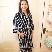 Load image into Gallery viewer, Navy Stripe Maternity Swaddle Set
