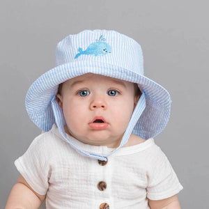 Whale Blue Seersucker Bucket Hat Baby & Toddler