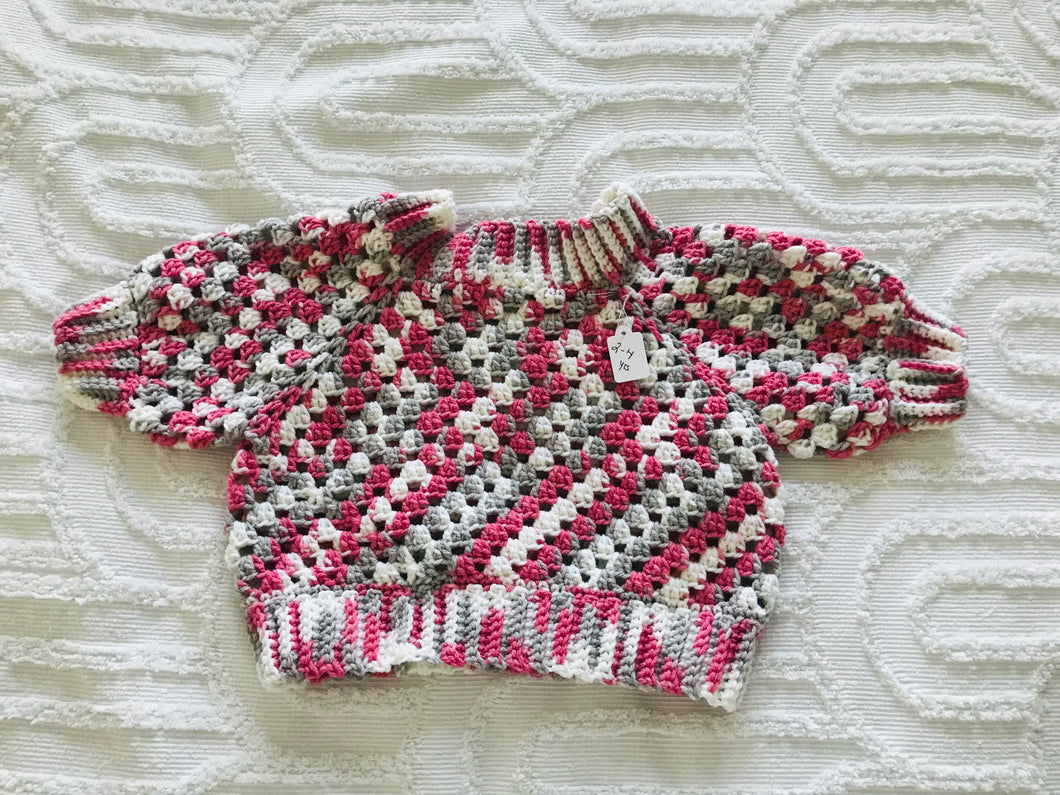Pullover 3/4 sleeve granny square sweater