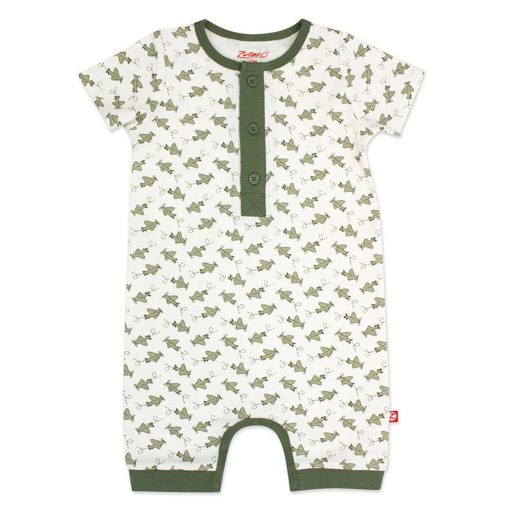 Airplanes  Organic Cotton Henley Bodysuit