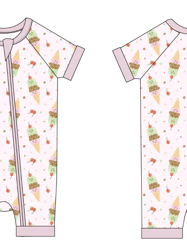 Ice cream shortie bamboo pajamas