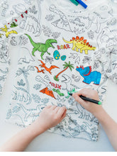Load image into Gallery viewer, Dinosaur coloring 2 piece pajama set made from bamboo with markers