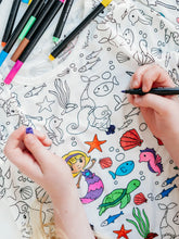 Load image into Gallery viewer, Mermaid coloring pajamas 2 piece set made from bamboo with markers