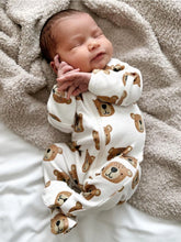 Load image into Gallery viewer, Baby bear organic zip footie