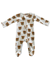 Load image into Gallery viewer, Baby bear organic zip footie