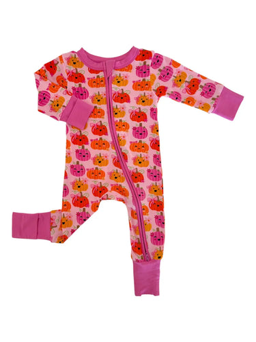 Girlie pumpkins 2 way zipper footie