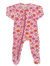 Load image into Gallery viewer, Pumpkin ruffle checkered 2 way zip footie