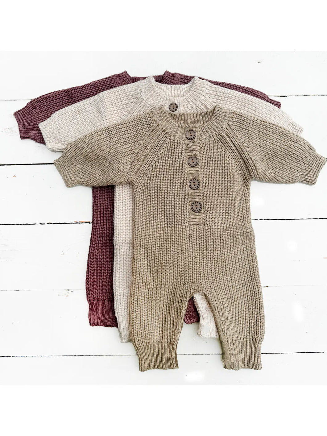 Knit romper button front With zipper