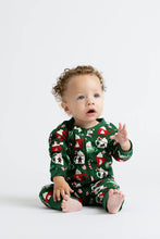 Load image into Gallery viewer, Holiday one piece baby pajamas peppermint mocha