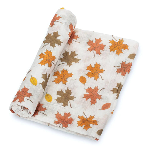 Leaf muslin cotton blanket