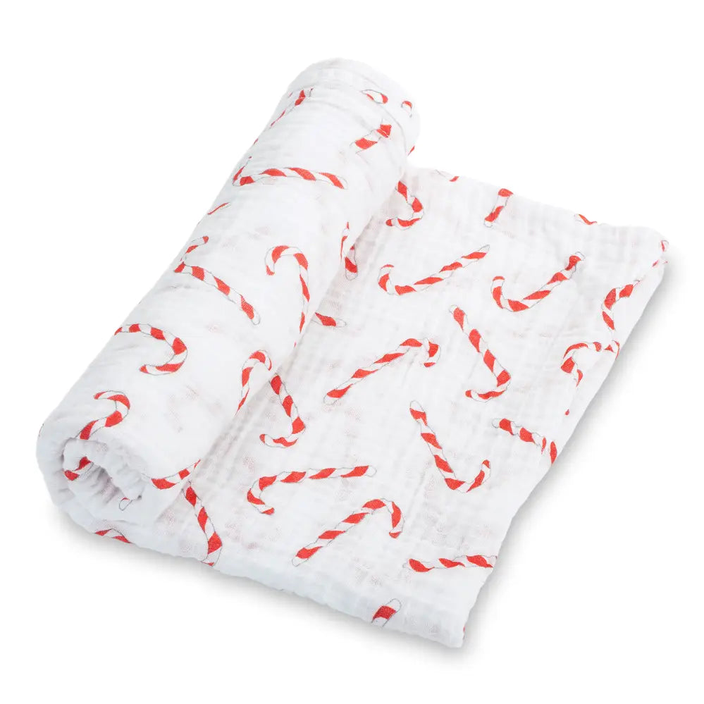 Candy cane muslin cotton blanket