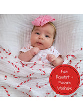 Load image into Gallery viewer, Candy cane muslin cotton blanket