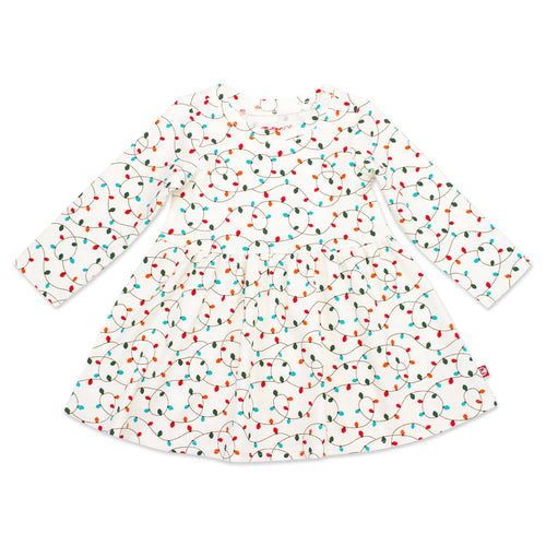 Christmas lights organic cotton long sleeve forever dress
