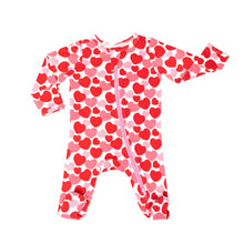 Load image into Gallery viewer, Valentine’s red and pink heart organic footie