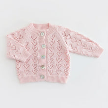 Load image into Gallery viewer, Heart lace blush cardigan sweater