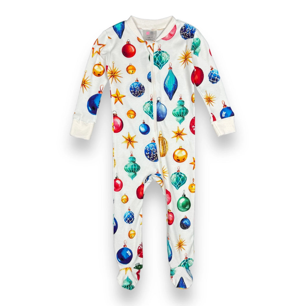 Full zip pajamas bright ornaments