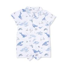 Load image into Gallery viewer, Watercolor Blue Whales Polo shortie