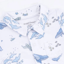 Load image into Gallery viewer, Watercolor Blue Whales Polo shortie