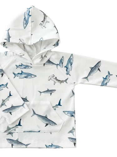Organic pocket hoodie sharks