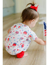 Load image into Gallery viewer, Red, white, and blue snow cone zipper onsie