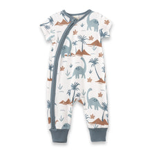 Load image into Gallery viewer, Dino Isle bamboo zipper romper