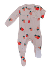 Load image into Gallery viewer, Strawberry social bamboo zipper footie