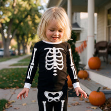 Load image into Gallery viewer, Glow in the dark Halloween Skelton pajamas