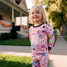 Load image into Gallery viewer, Glow in the dark Halloween horror night pink pajamas