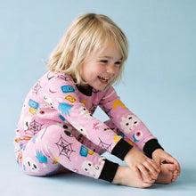 Load image into Gallery viewer, Glow in the dark Halloween horror night pink pajamas