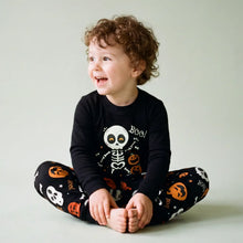 Load image into Gallery viewer, Glow in the dark Halloween dancing skeleton pajamas