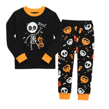 Load image into Gallery viewer, Glow in the dark Halloween dancing skeleton pajamas