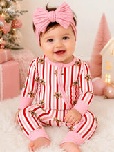 Load image into Gallery viewer, Gingerbread lane pink 2 way zipper romper