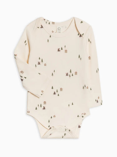 Organic baby river bodysuit bears sledding