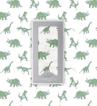 Load image into Gallery viewer, Granite green dinosaur swaddle