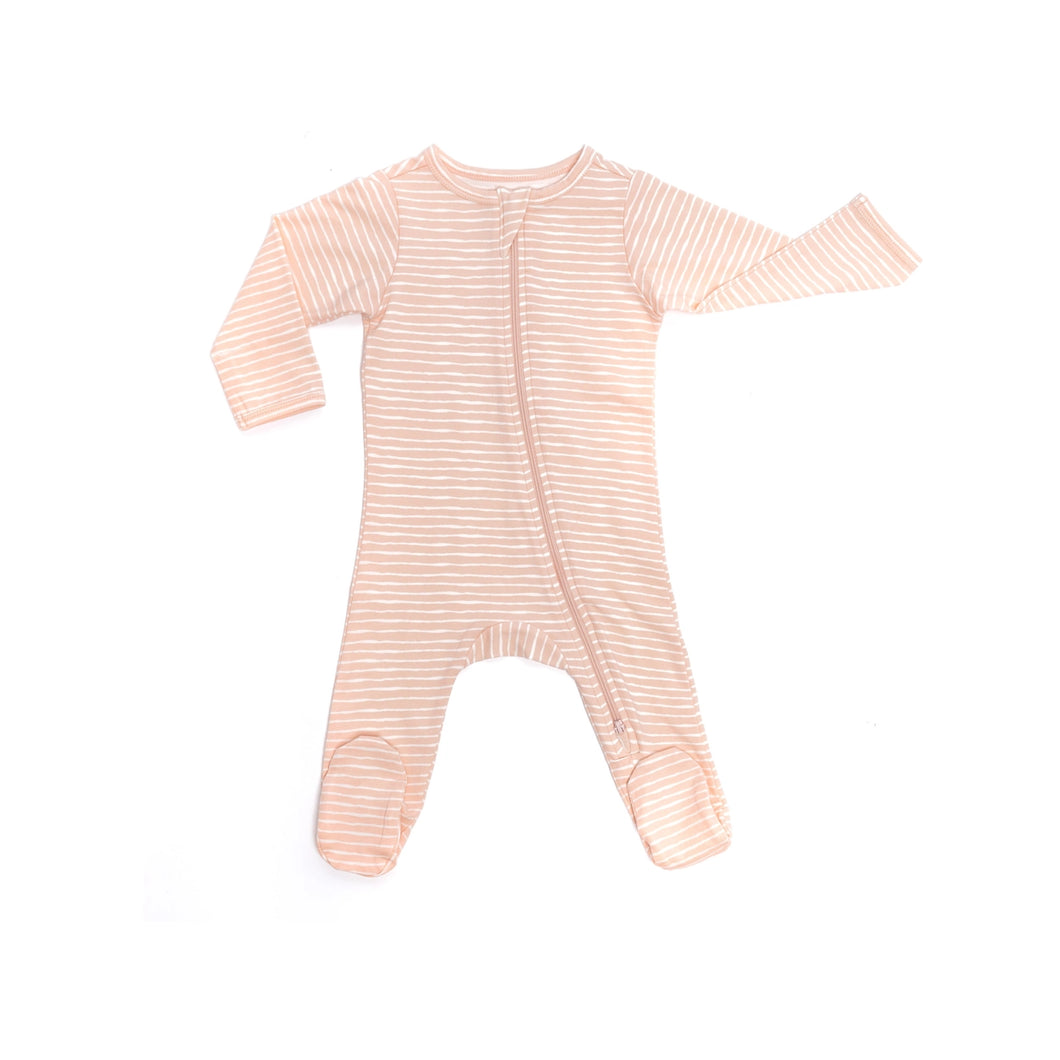 Pink stripe organic footed onsie