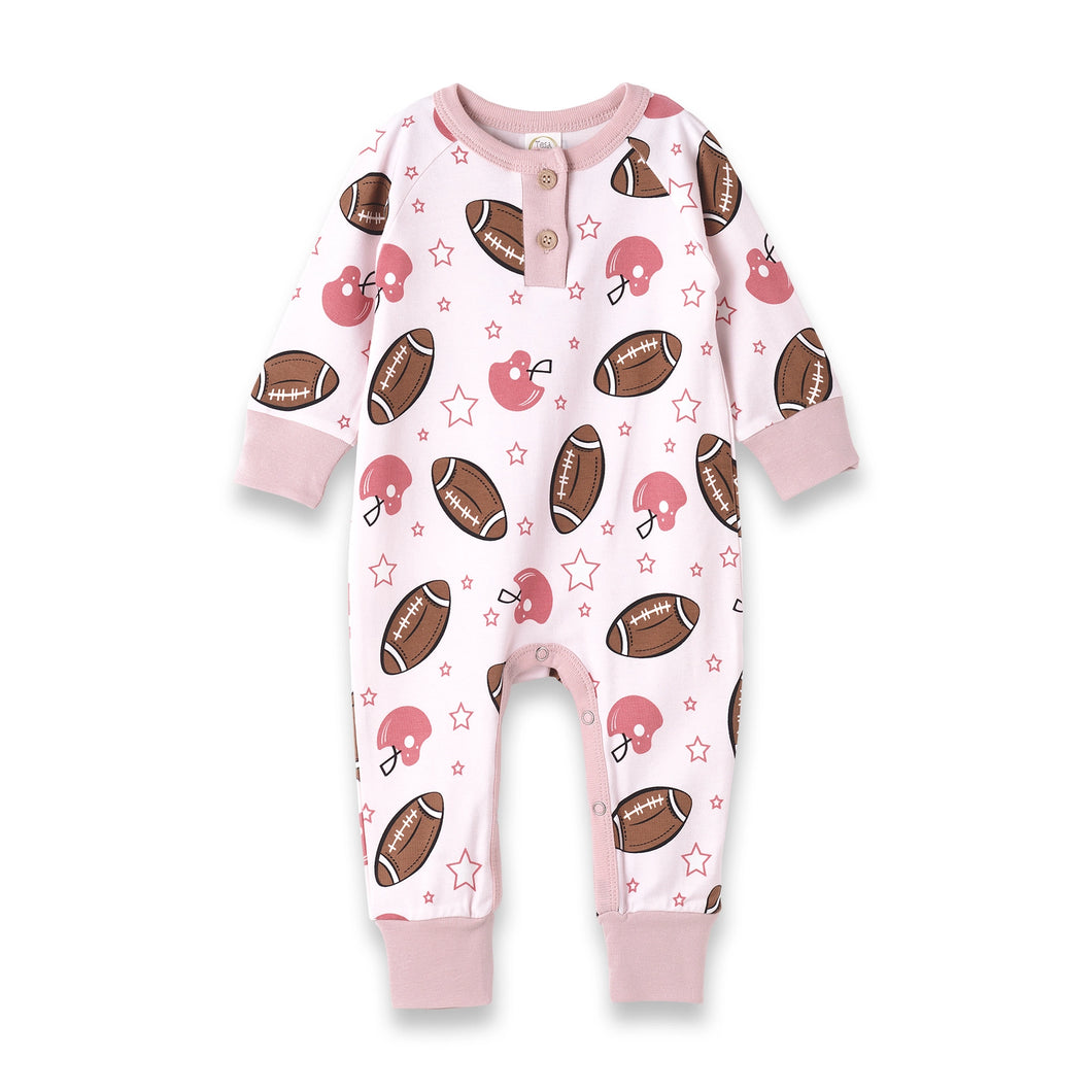 Game day pink henley romper