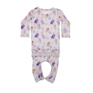 Bamboo baby romper with ruffles Popsicles