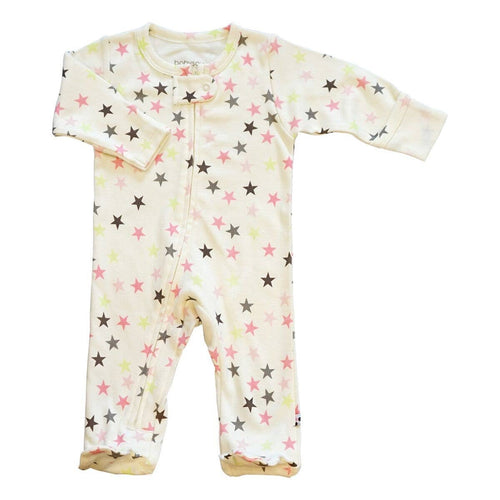 BabySoy Pink Star Zipper Footie