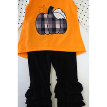 Load image into Gallery viewer, Pumpkin appliqué ruffle pants set