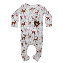 Load image into Gallery viewer, Bamboo baby romper Deer with ruffles