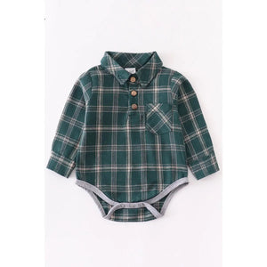 Green grey plaid onsie