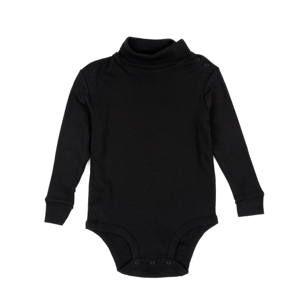 Black cotton turtleneck bodysuit