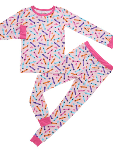 Pink crayon bamboo pajamas