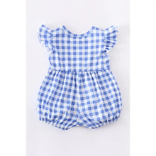 Load image into Gallery viewer, Blue gingham ruffle romper