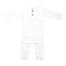 Load image into Gallery viewer, Baby ribbed play suit with pockets White