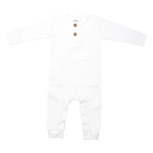 Baby ribbed play suit with pockets White