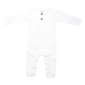 Baby ribbed play suit with pockets White