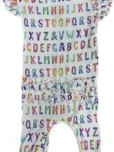 Load image into Gallery viewer, Bamboo baby romper ruffle sleeve and butt ABC