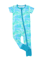 Load image into Gallery viewer, Bamboo convertible teal tie dye romper